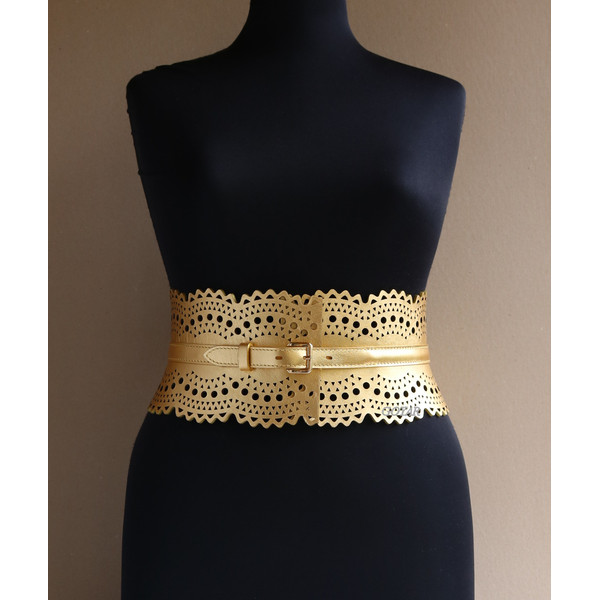 Leather corset belt woman gold_2752.JPG