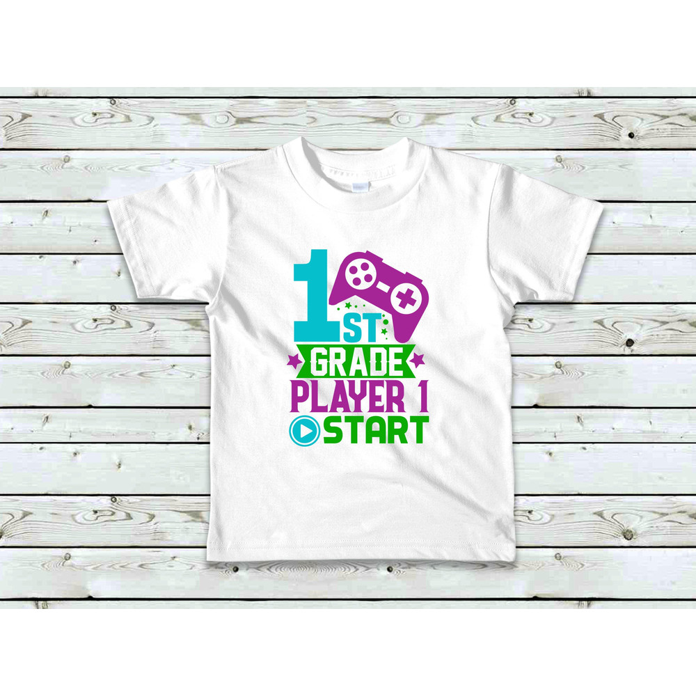 1ST Grade Player one Start T-Shirt, Back To School T-Shirt, Gift For School, Gamer School T-Shirt - 1.jpg