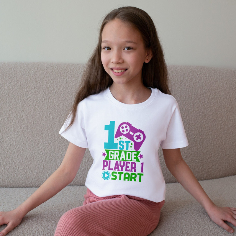1ST Grade Player one Start T-Shirt, Back To School T-Shirt, Gift For School, Gamer School T-Shirt - 2.jpg