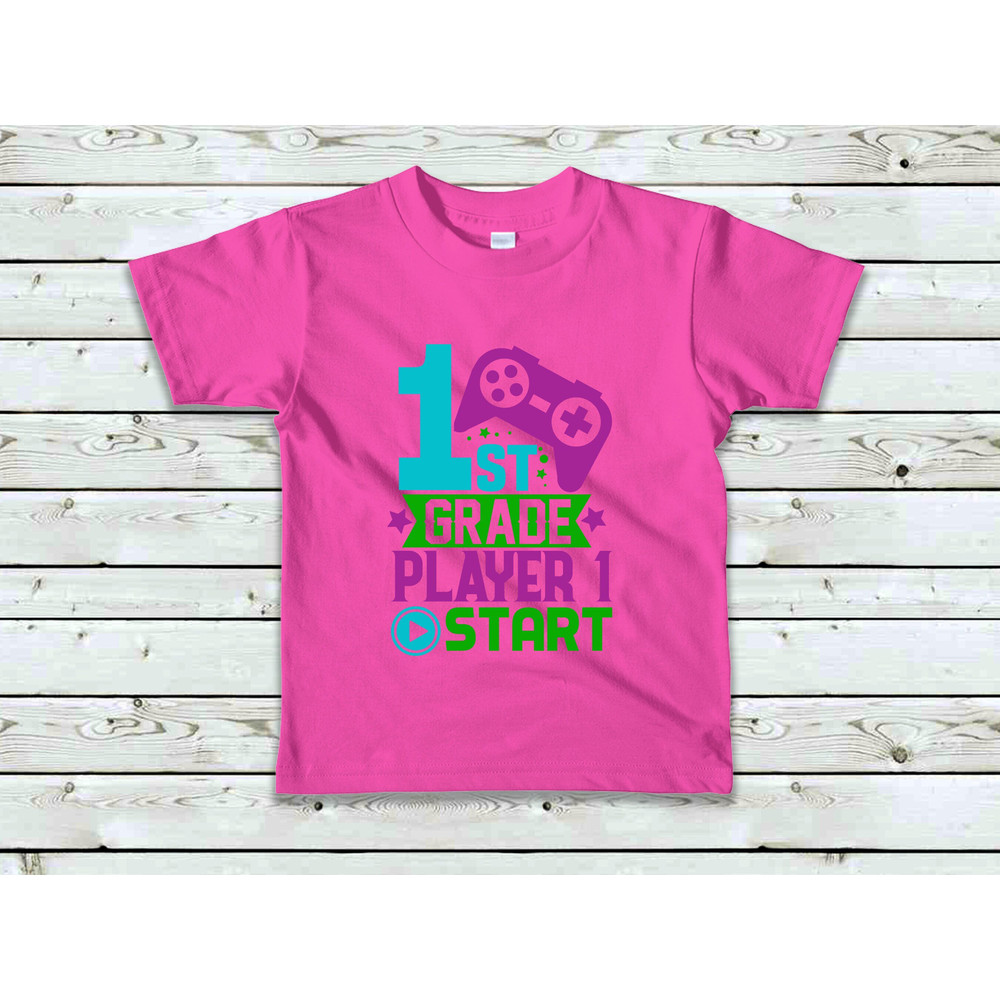 1ST Grade Player one Start T-Shirt, Back To School T-Shirt, Gift For School, Gamer School T-Shirt - 3.jpg