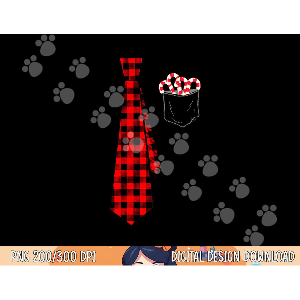 Pocket of Candy Canes - Red Buffalo Plaid Neck Tie Christmas png, sublimation copy.jpg