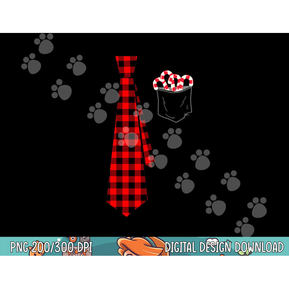 Pocket of Candy Canes - Red Buffalo Plaid Neck Tie Christmas png, sublimation copy.jpg