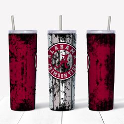 alabama crimson tide grunge tumbler wrap, 20oz skinny tumbler, ncca tumbler wrap png, alabama crimson tide grunge png