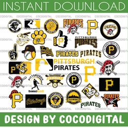 32 files pittsburgh pirates svg, cut files, baseball clipart, cricut pittsburgh svg, pirates svg, mlb svg, clipart
