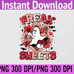 Funny Spooky Freak In The Sheets Halloween Floral Ghost PNG Digital Download