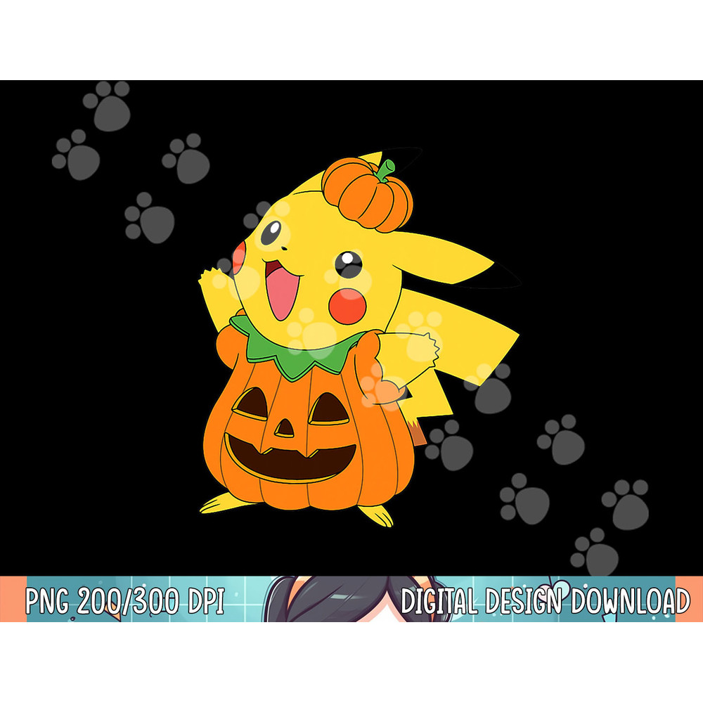 Pokemon Halloween Pikachu Pumpkin Costume png, sublimation.jpg