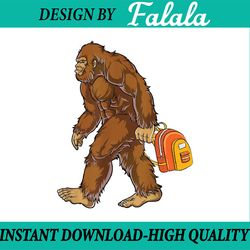 Bigfoot Carrying a Backpack Sasquatch Back To School Funny Png, First Day Of School Png, Back To School Png, Digital Dow