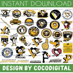 35 files pittsburgh penguins bundle svg, penguins svg, nhl svg, nhl svg, hockey cricut, cut file, clipart   cricut