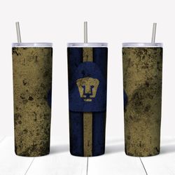 club universidad nacional grunge tumbler wrap, 20oz skinny tumbler straight, liga mx tumbler wrap png