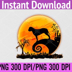 Bullmastiff Dog Scary And Moon Funny Halloween PNG, Digital Download