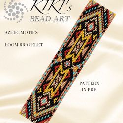 Loom bracelet pattern Aztec motifs ethnic inspired Bead LOOM bracelet pattern in PDF - instant download