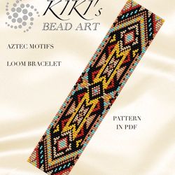 loom bracelet pattern aztec motifs ethnic inspired bead loom bracelet pattern in pdf - instant download