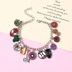 Disney Marvel Superhero Charms Bracelets Avengers Cute Enamel Pendant Bracelet Spiderman Thor Metal Hand