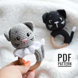 Cat crochet pattern, the kitty crochet rattle easy patterns for beginners, cute pregnancy announcement