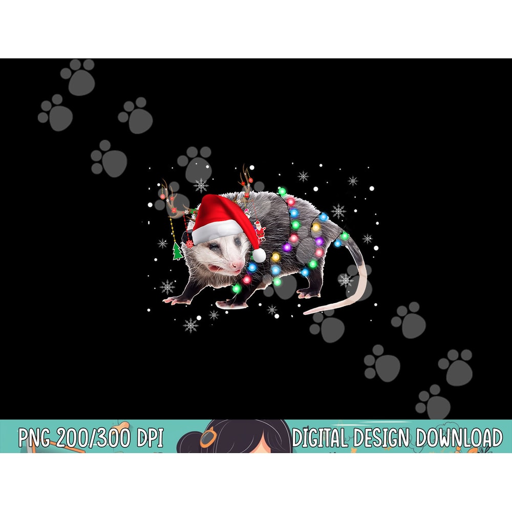 Possum Christmas Lights Santa Reindeer Possum Lover Gifts png, sublimation.jpg