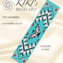 loom pattern, loom bracelet pattern thunderbird ethnic inspired bead loom bracelet pattern in pdf - instant download