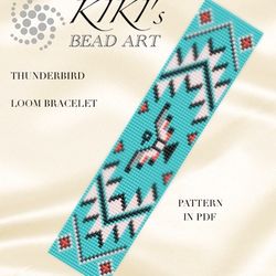 Loom pattern, loom bracelet pattern Thunderbird ethnic inspired Bead LOOM bracelet pattern in PDF - instant download