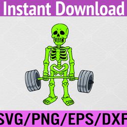 halloween skeleton deadlift funny fitness weightlifting svg, eps, png, dxf, digital download