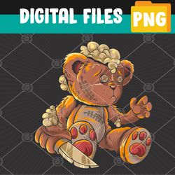 Killer Teddy Bear Lazy Halloween Costume Scary Monster PNG, Digital Download