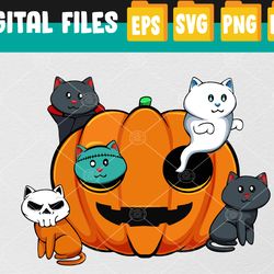 Pumpkin Monster-Cats Lazy Halloween Costume Cute Kittens Svg, Eps, Png, Dxf, Digital Download