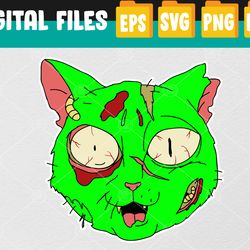 Zombie Cat Lazy Halloween Costume Scary Creepy Spooky Animal Svg, Eps, Png, Dxf, Digital Download