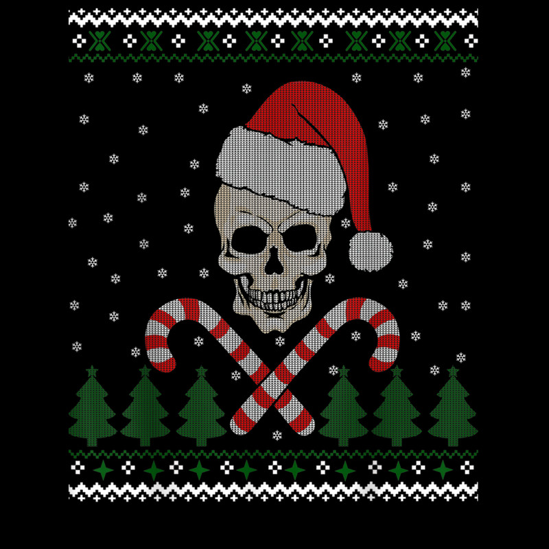 Skulls Cross Bones Santa Hat Funny Ugly Sweater 0.jpg