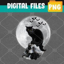 Black Cat Skull Moon Gothic Graphic Scary Halloween Svg, Eps, Png, Dxf, Digital Download