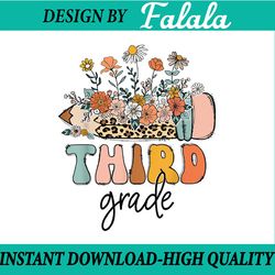 retro third grade teachers leopard back to school student png, first day of school png, back to school png, digital down