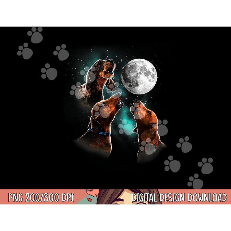 Dachshund Howling At The Moon, Wiener Dog, Funny Dachshund png, sublimation copy.jpg