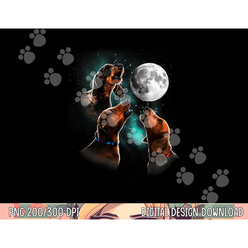 Dachshund Howling At The Moon, Wiener Dog, Funny Dachshund png, sublimation copy.jpg