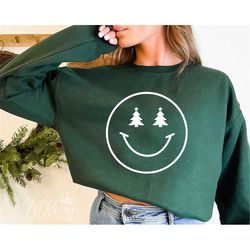 christmas happy face, smiley face christmas tree svg, merry christmas svg, funny holiday svg, christmas shirt, png, svg