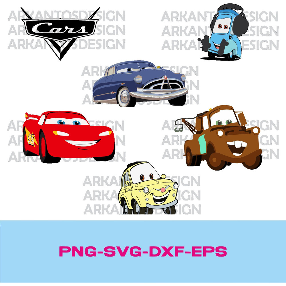 Cars SVG Bundle, cars svg, Lightning McQueen svg, Cars PNG clipart, For cars shirt or birthday, Cars dxf, Cars eps - 1.jpg