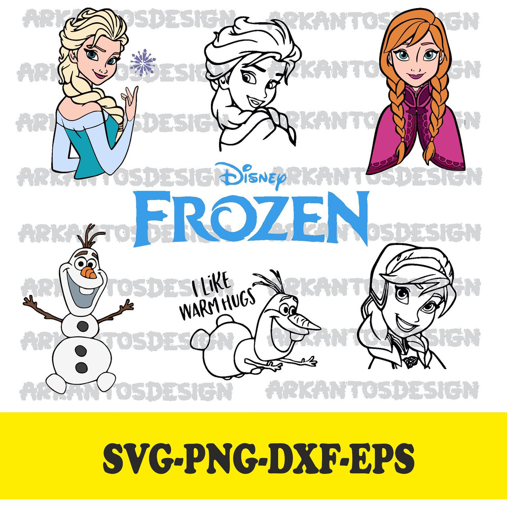 Frozen SVG bundle frozen elsa svg frozen clipart frozen png files Birthday Svg Olaf, Anna, Snowman Svg Files Svg, Png, Dxf, Eps - 1.jpg