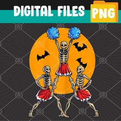 cheerleading skeleton halloween cheer skeleton cheerleader png, digital download