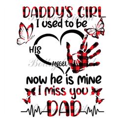 daddys girl i used to be his angle now he is mine svg, i miss you dad, he is mine, papa svg, dad svg, father daughter, f