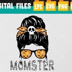 momster svg, halloween costume svg, skull mom svg, messy hair bun svg, monster svg, halloween svg, svg files, digital