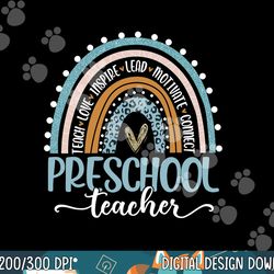 preschool teacher leopard boho rainbow back to school png, sublimation copy