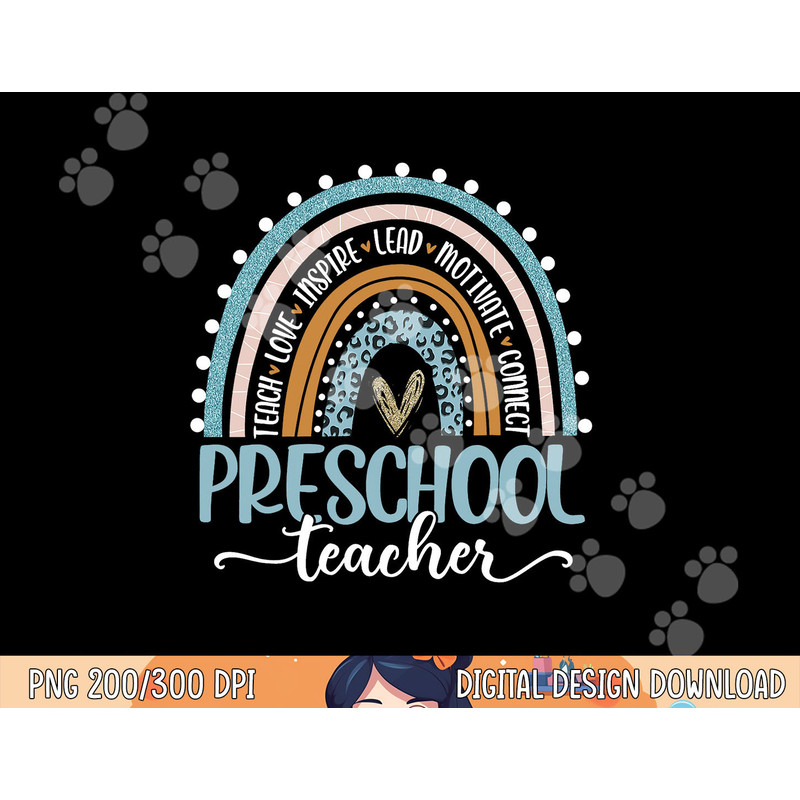 Preschool Teacher Leopard Boho Rainbow Back To School png, sublimation copy.jpg