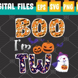 Kids Boo I'm 2 Two Ghost Second 2nd Birthday Halloween Svg, Eps, Png, Dxf, Digital Download