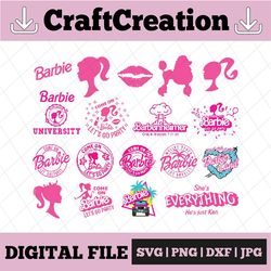 Bundle Barbie Svg file, pink doll Svg, Girl Svg, SVG file for cricut , Layered SVG files, Clipart files, Instant Downlo
