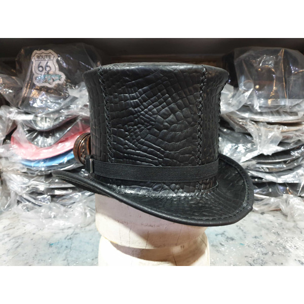 Steampunk Madhatter Crocodile Leather Top Hat (10).jpg