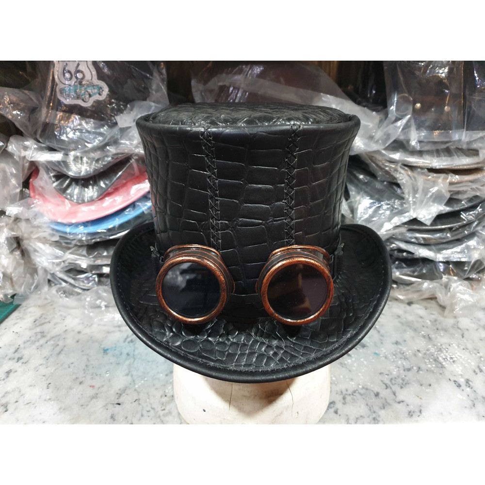 Steampunk Madhatter Crocodile Leather Top Hat (8).jpg
