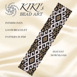 Loom bracelet pattern Interwoven ethnic inspired Bead LOOM bracelet pattern in PDF - instant download