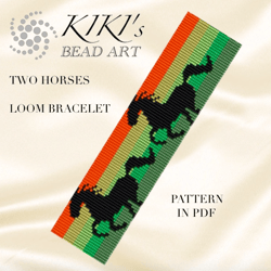 Loom bracelet pattern Two horses ethnic inspired Bead LOOM bracelet pattern in PDF - instant download