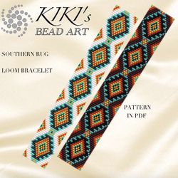 Loom bracelet pattern, Southern rug ethnic inspired Bead LOOM bracelet pattern in PDF - instant download