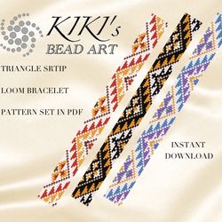 Loom bracelet pattern Triangle strip ethnic inspired Bead LOOM bracelet pattern set in PDF - instant download