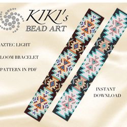 Loom bracelet pattern Aztec light ethnic inspired Bead LOOM bracelet pattern in PDF - instant download