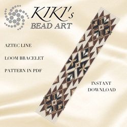 Loom pattern Aztec line loom bracelet bead pattern ethnic inspired Bead LOOM bracelet pattern in PDF - instant download
