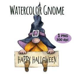 watercolor halloween gnome clipart png sublimation