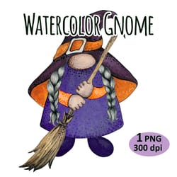 watercolor halloween gnome clipart png sublimation